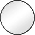 Uttermost Round Vanity Decorative Wall Mirror Modern Aged Satin Black Solid Iron Frame 35 Wide for Bathroom Bedroom Living Room
