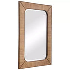 Specchio da Parete Rettangolare Accent Uttermost Moderno con Cornice in Rattan Color Acero con Bordo Smussato, 71 cm di Larghezza, per Bagno, Camera da Letto, Soggiorno