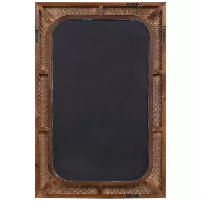 Specchio da Parete Rettangolare Accent Uttermost Moderno con Cornice in Rattan Color Acero con Bordo Smussato, 71 cm di Larghezza, per Bagno, Camera da Letto, Soggiorno