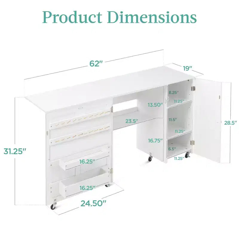 Best Choice Products Tavolo da Cucito Pieghevole Portatile Multiuso Grande con Ante Magnetiche, Contenitore per Artigianato