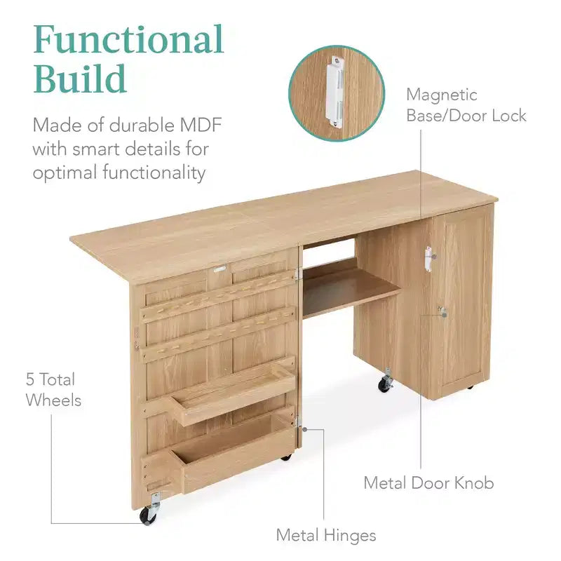 Best Choice Products Tavolo da Cucito Pieghevole Portatile Multiuso Grande con Ante Magnetiche, Contenitore per Artigianato