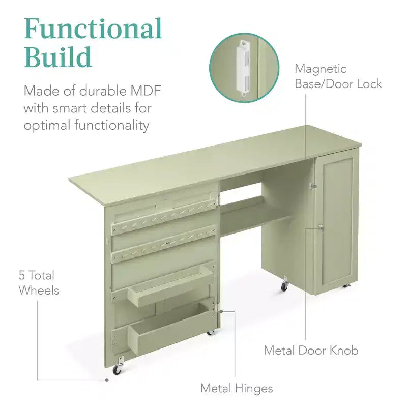 Best Choice Products Tavolo da Cucito Pieghevole Portatile Multiuso Grande con Ante Magnetiche, Contenitore per Artigianato