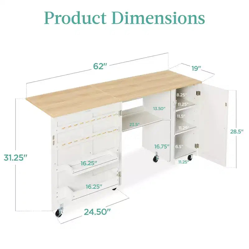 Best Choice Products Tavolo da Cucito Pieghevole Portatile Multiuso Grande con Ante Magnetiche, Contenitore per Artigianato