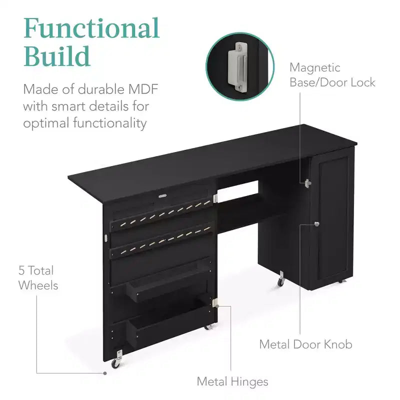 Best Choice Products Tavolo da Cucito Pieghevole Portatile Multiuso Grande con Ante Magnetiche, Contenitore per Artigianato