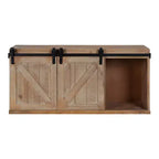 Kate and Laurel Cates Armadietto Decorativo da Parete in Legno con Ante Scorrevoli a Stile Fienile, 30x10x14, Marrone Rustico