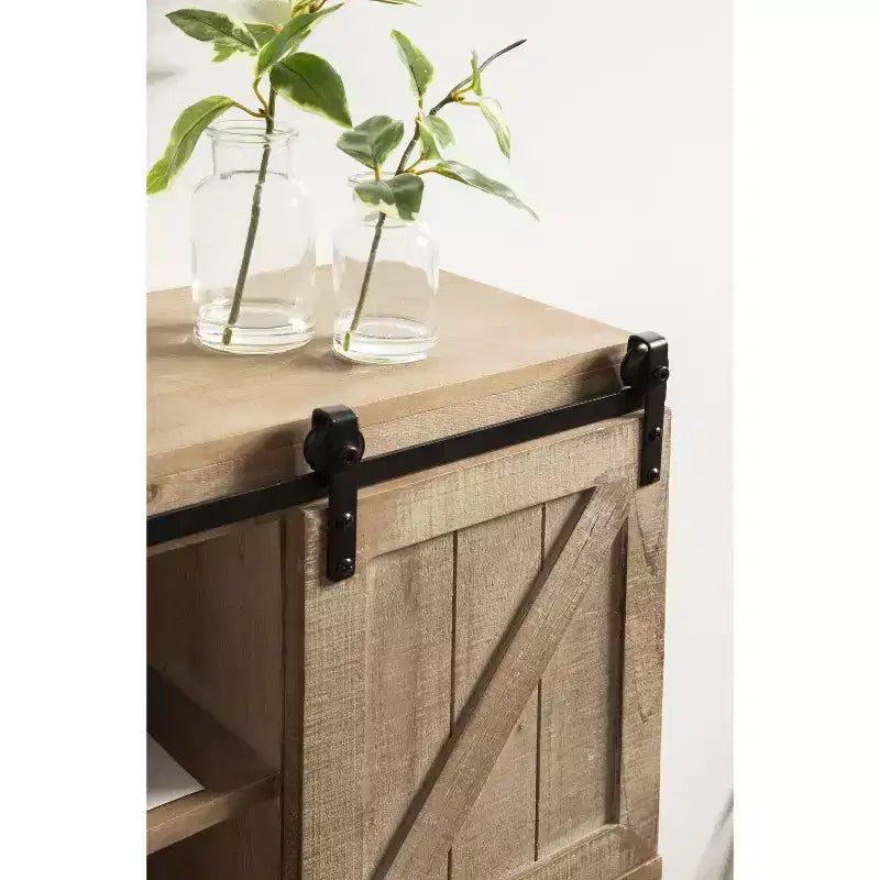 Kate and Laurel Cates Armadietto Decorativo da Parete in Legno con Ante Scorrevoli a Stile Fienile, 30x10x14, Marrone Rustico