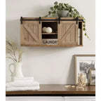 Kate and Laurel Cates Armadietto Decorativo da Parete in Legno con Ante Scorrevoli a Stile Fienile, 30x10x14, Marrone Rustico