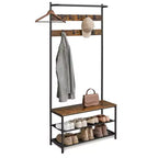 VASAGLE 4-in-1 Coat Rack Hall Tree with Shoe Storage, Entryway Bench Rustic Brown and Black