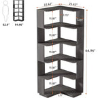 Tribesigns Scaffale angolare 64.9", Libreria a 6 ripiani con pannello anticaduta, Scaffale portaoggetti a forma di L autoportante