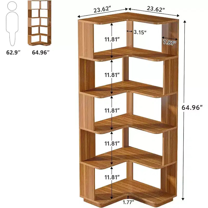 Tribesigns Scaffale angolare 64.9", Libreria a 6 ripiani con pannello anticaduta, Scaffale portaoggetti a forma di L autoportante