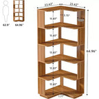 Tribesigns Scaffale angolare 64.9", Libreria a 6 ripiani con pannello anticaduta, Scaffale portaoggetti a forma di L autoportante