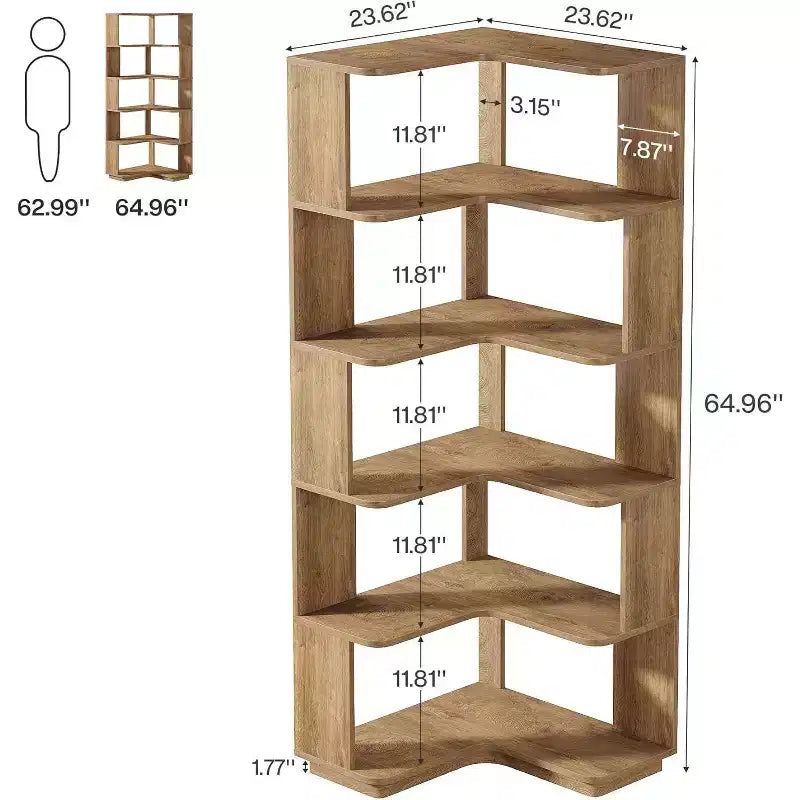 Tribesigns Scaffale angolare 64.9", Libreria a 6 ripiani con pannello anticaduta, Scaffale portaoggetti a forma di L autoportante