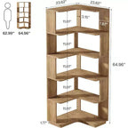 Tribesigns Scaffale angolare 64.9", Libreria a 6 ripiani con pannello anticaduta, Scaffale portaoggetti a forma di L autoportante
