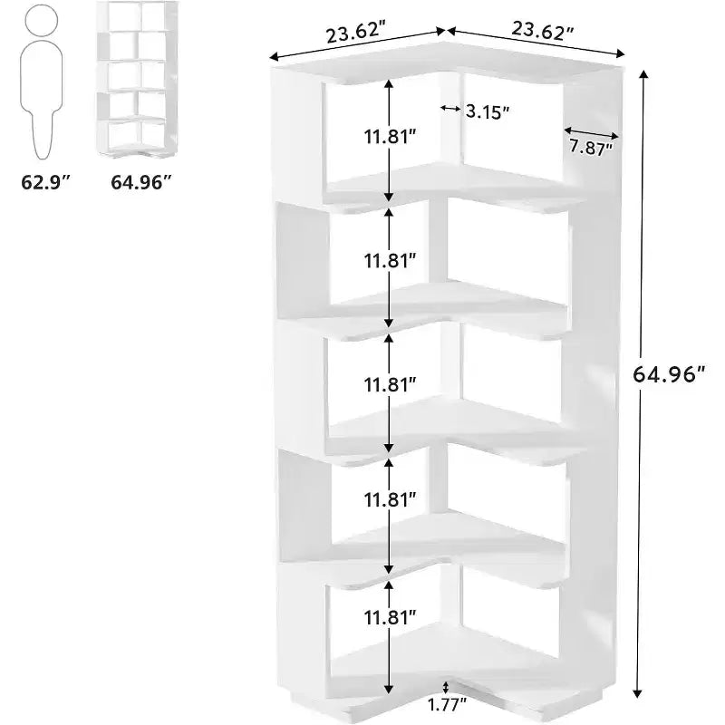 Tribesigns Scaffale angolare 64.9", Libreria a 6 ripiani con pannello anticaduta, Scaffale portaoggetti a forma di L autoportante