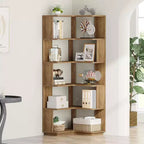 Tribesigns Scaffale angolare 64.9", Libreria a 6 ripiani con pannello anticaduta, Scaffale portaoggetti a forma di L autoportante