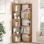 Tribesigns Scaffale angolare 64.9", Libreria a 6 ripiani con pannello anticaduta, Scaffale portaoggetti a forma di L autoportante