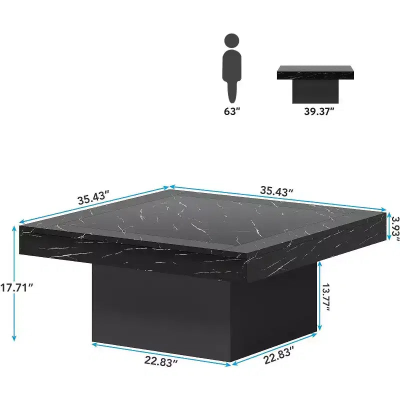 Tavolino da caffè quadrato Lantine Farmhouse con LED, in legno ingegnerizzato