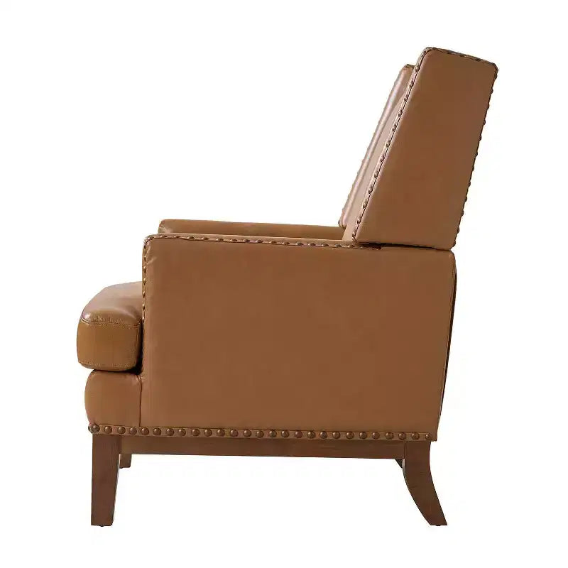 Poltrona Pedro in vera pelle con struttura in legno massello e cuscino seduta sfoderabile|ART OF LIVING DESIGNS