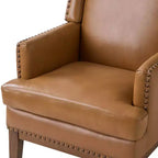 Poltrona Pedro in vera pelle con struttura in legno massello e cuscino seduta sfoderabile|ART OF LIVING DESIGNS
