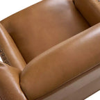 Poltrona Pedro in vera pelle con struttura in legno massello e cuscino seduta sfoderabile|ART OF LIVING DESIGNS