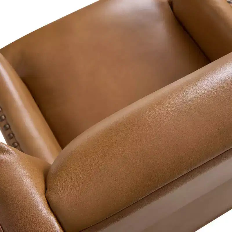 Poltrona Pedro in vera pelle con struttura in legno massello e cuscino seduta sfoderabile|ART OF LIVING DESIGNS
