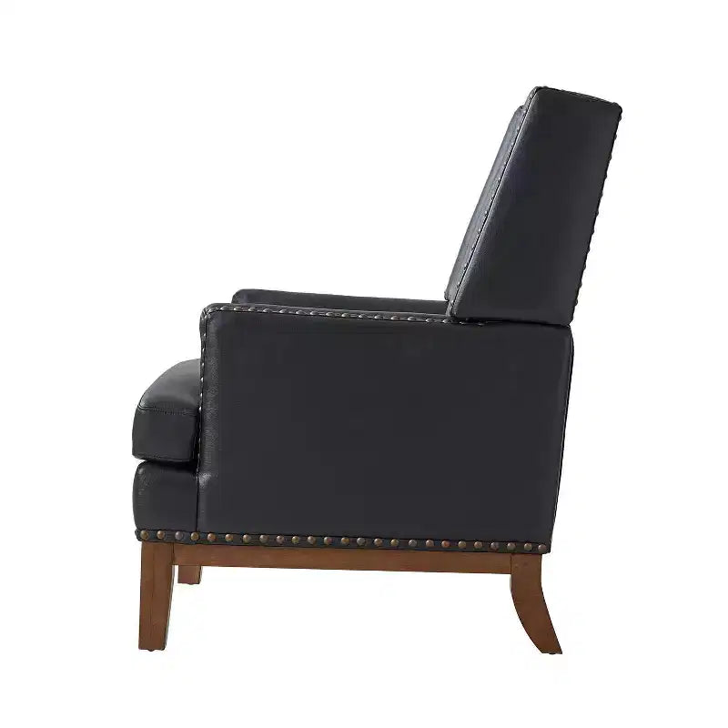 Poltrona Pedro in vera pelle con struttura in legno massello e cuscino seduta sfoderabile|ART OF LIVING DESIGNS