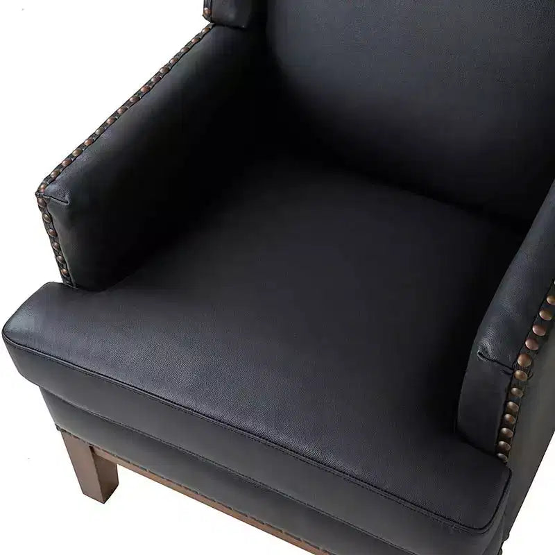Poltrona Pedro in vera pelle con struttura in legno massello e cuscino seduta sfoderabile|ART OF LIVING DESIGNS