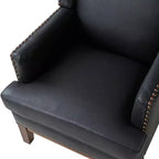 Poltrona Pedro in vera pelle con struttura in legno massello e cuscino seduta sfoderabile|ART OF LIVING DESIGNS