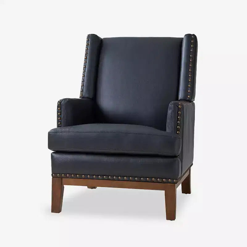 Pedro Genuine Leather Arm Chair with Solid Wood Frame and Removable Seat Cushion|ART OF LIVING DESIGNS