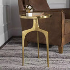 Tavolino d'appoggio Uttermost Kenna 16 con finitura testurizzata in alluminio oro tenue