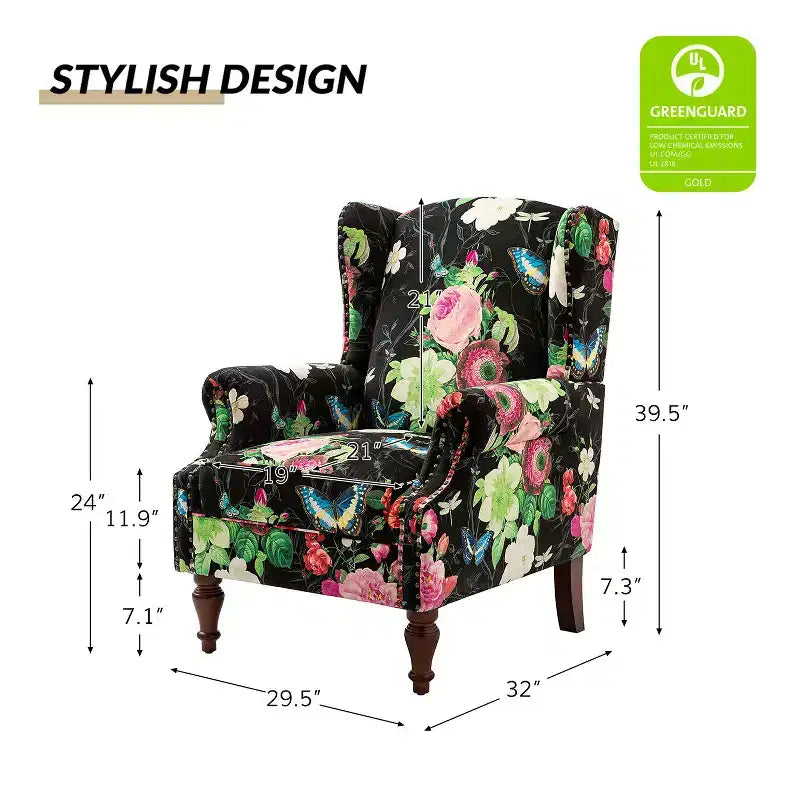 Poltrona Theodor con gambe a fuso per salotto e camera da letto | ART OF LIVING DESIGNS