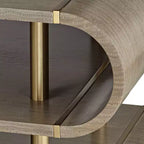 55 Downing Street Tavolini da Caffè Rettangolari Industriali Moderni Lucie 48 x 24 con 2 Ripiani Curvi in Ottone Grigio per Salotto Camera da Letto