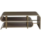 55 Downing Street Tavolini da Caffè Rettangolari Industriali Moderni Lucie 48 x 24 con 2 Ripiani Curvi in Ottone Grigio per Salotto Camera da Letto