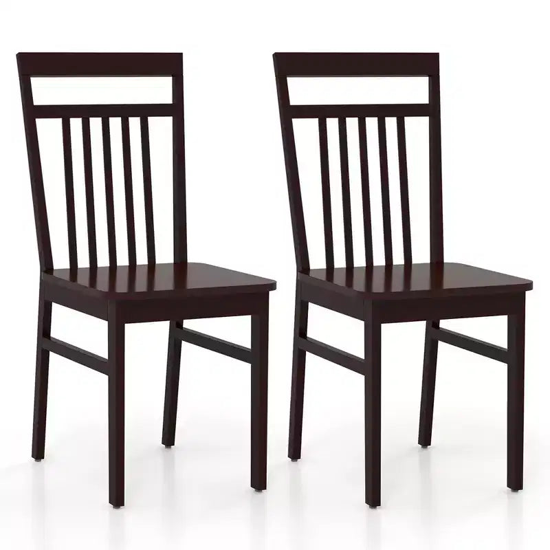 Costway Farmhouse Dining Chair Set of 2/4 Armless Wooden Chair with Slanted High Backrest