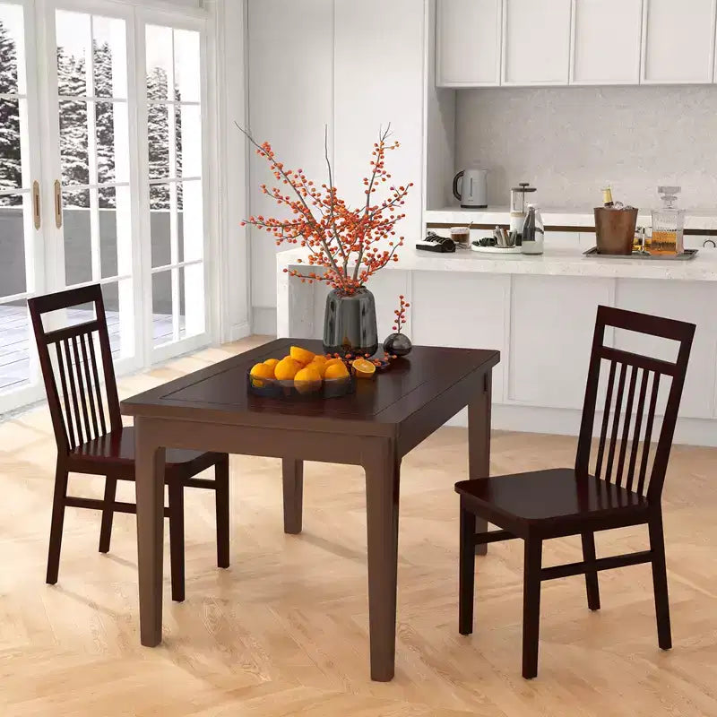 Costway Set di 2/4 Sedie da Pranzo Rustiche Senza Braccioli in Legno con Schienale Alto Inclinato