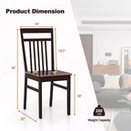 Costway Set di 2/4 Sedie da Pranzo Rustiche Senza Braccioli in Legno con Schienale Alto Inclinato