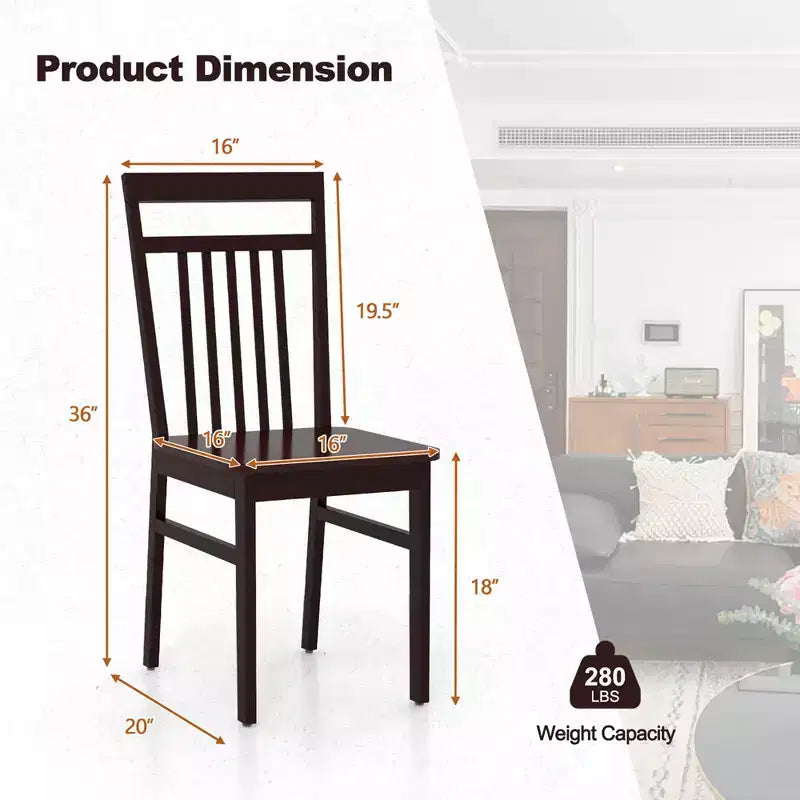 Costway Set di 2/4 Sedie da Pranzo Rustiche Senza Braccioli in Legno con Schienale Alto Inclinato