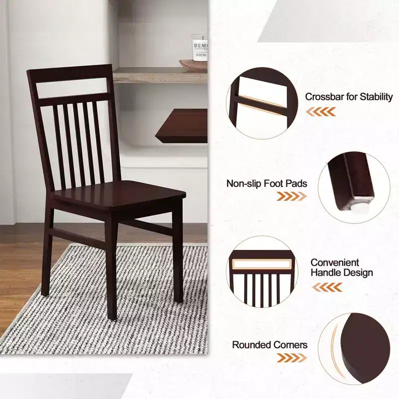 Costway Set di 2/4 Sedie da Pranzo Rustiche Senza Braccioli in Legno con Schienale Alto Inclinato