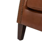 Set di 2 Poltrone Valerius in Vera Pelle con Bordi Borchiati e Gambe in Legno Massello | HULALA HOME