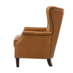 Set di 2 Poltrone Valerius in Vera Pelle con Bordi Borchiati e Gambe in Legno Massello | HULALA HOME