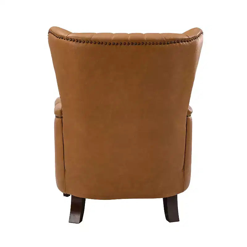 Set di 2 Poltrone Valerius in Vera Pelle con Bordi Borchiati e Gambe in Legno Massello | HULALA HOME