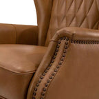 Set di 2 Poltrone Valerius in Vera Pelle con Bordi Borchiati e Gambe in Legno Massello | HULALA HOME