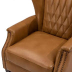 Set di 2 Poltrone Valerius in Vera Pelle con Bordi Borchiati e Gambe in Legno Massello | HULALA HOME