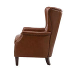 Set di 2 Poltrone Valerius in Vera Pelle con Bordi Borchiati e Gambe in Legno Massello | HULALA HOME