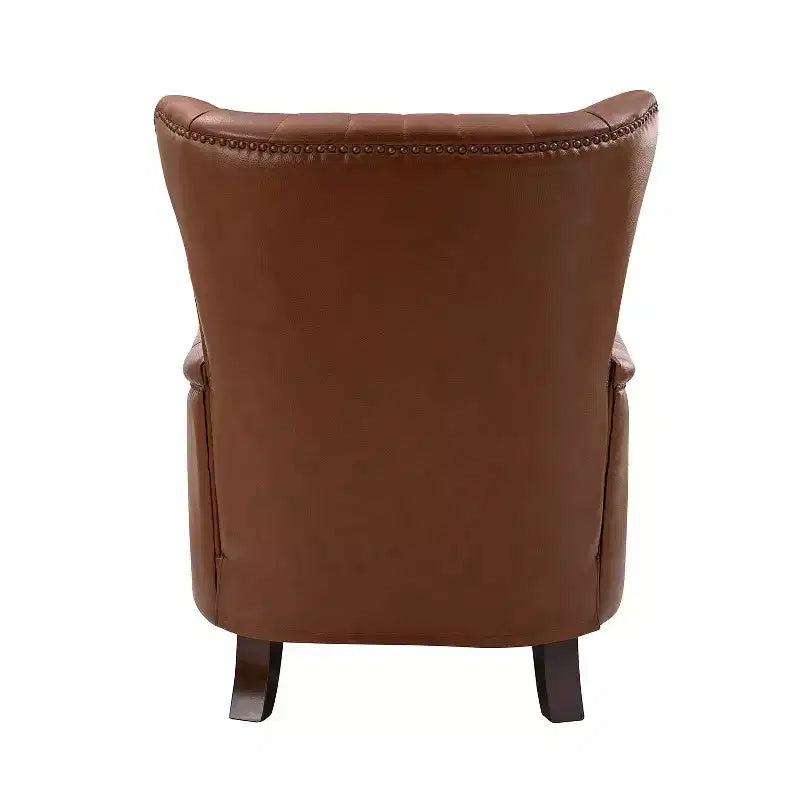 Set di 2 Poltrone Valerius in Vera Pelle con Bordi Borchiati e Gambe in Legno Massello | HULALA HOME