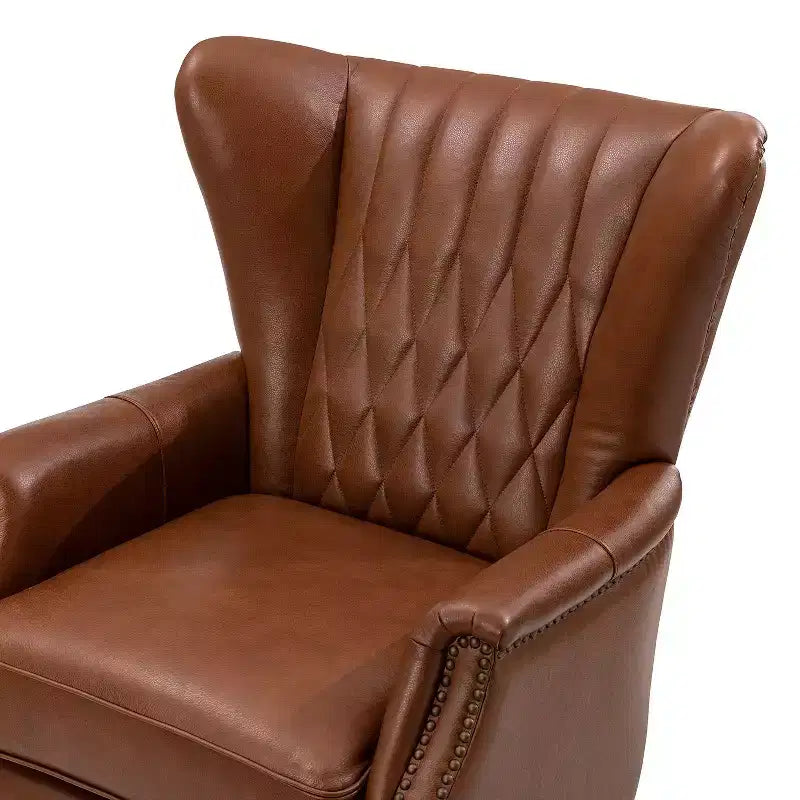 Set di 2 Poltrone Valerius in Vera Pelle con Bordi Borchiati e Gambe in Legno Massello | HULALA HOME