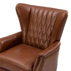 Set di 2 Poltrone Valerius in Vera Pelle con Bordi Borchiati e Gambe in Legno Massello | HULALA HOME