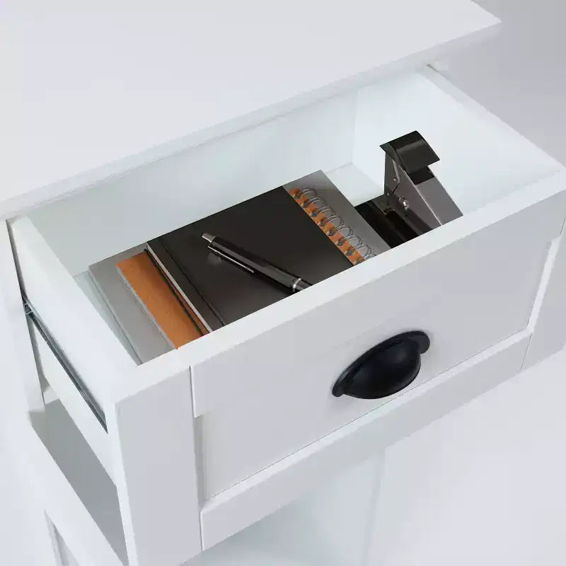 LuxenHome Mobiletto contenitore stretto da bagno in legno MDF bianco