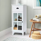 LuxenHome Mobiletto contenitore stretto da bagno in legno MDF bianco