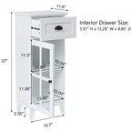 LuxenHome Mobiletto contenitore stretto da bagno in legno MDF bianco